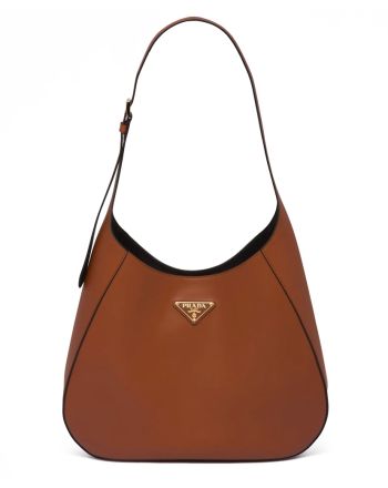 Prada Large Leather Shoulder Bag With Topstitching 1BC181