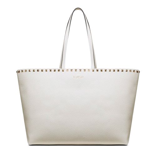 Valentino Large Calfskin Leather Rockstud Shopping Bag