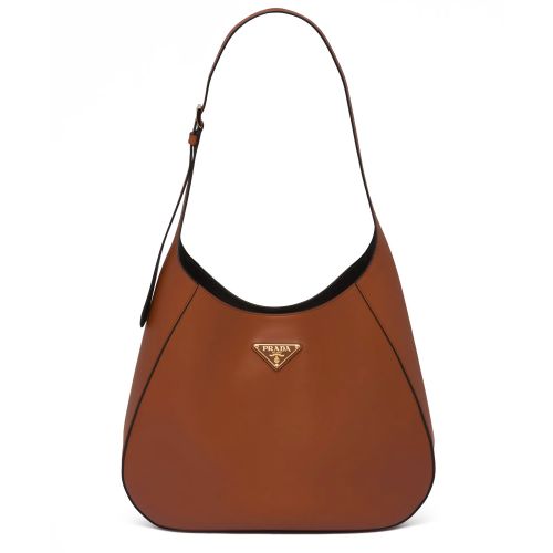 Prada Large Leather Shoulder Bag With Topstitching 1BC181